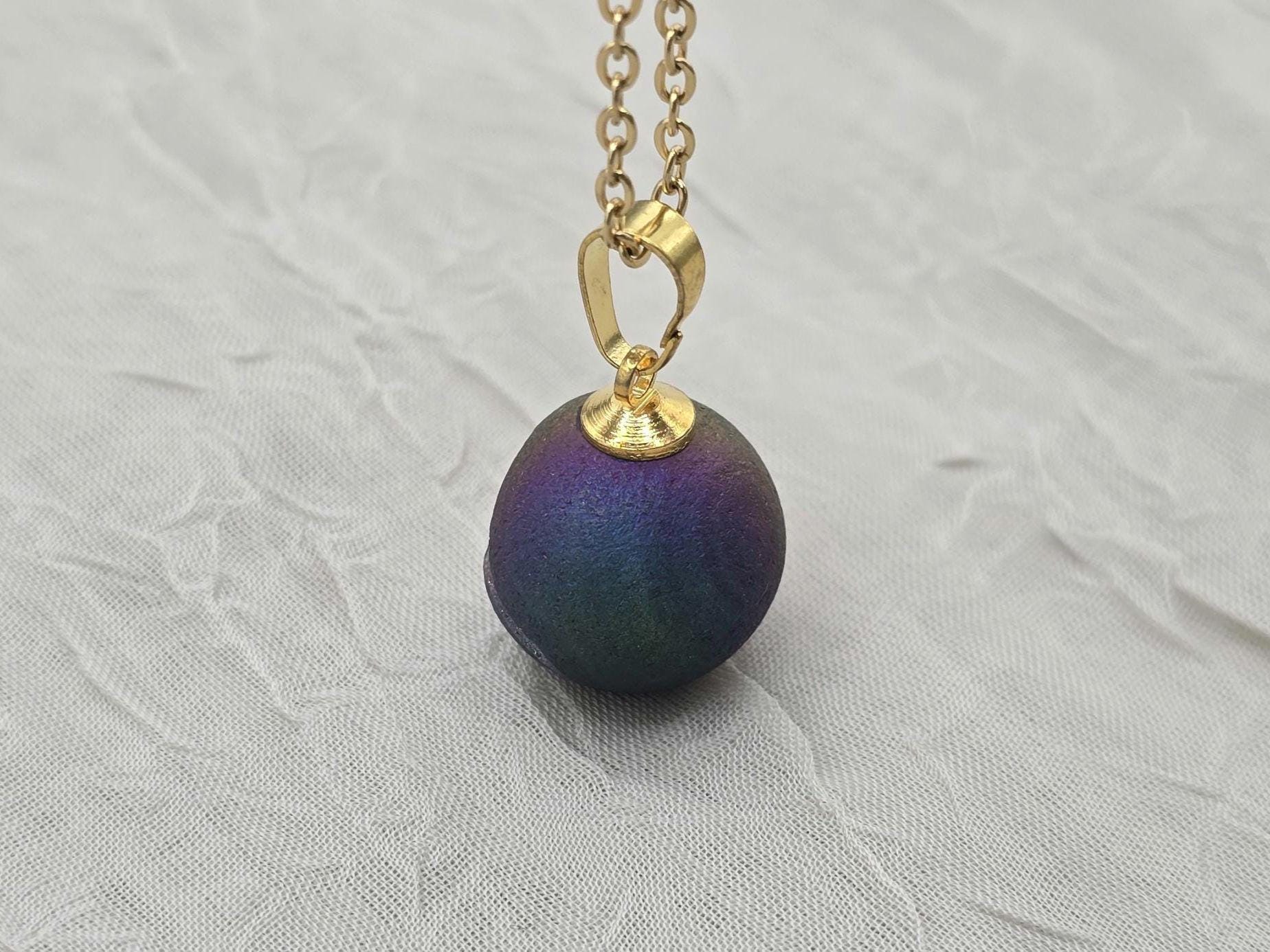 Rainbow Necklace Geode Necklace Druzy Necklace Agate Diamond Crystal Natural Gemstone Quartz Gift for Women Girlfriend Wife Stone 20" Gold
