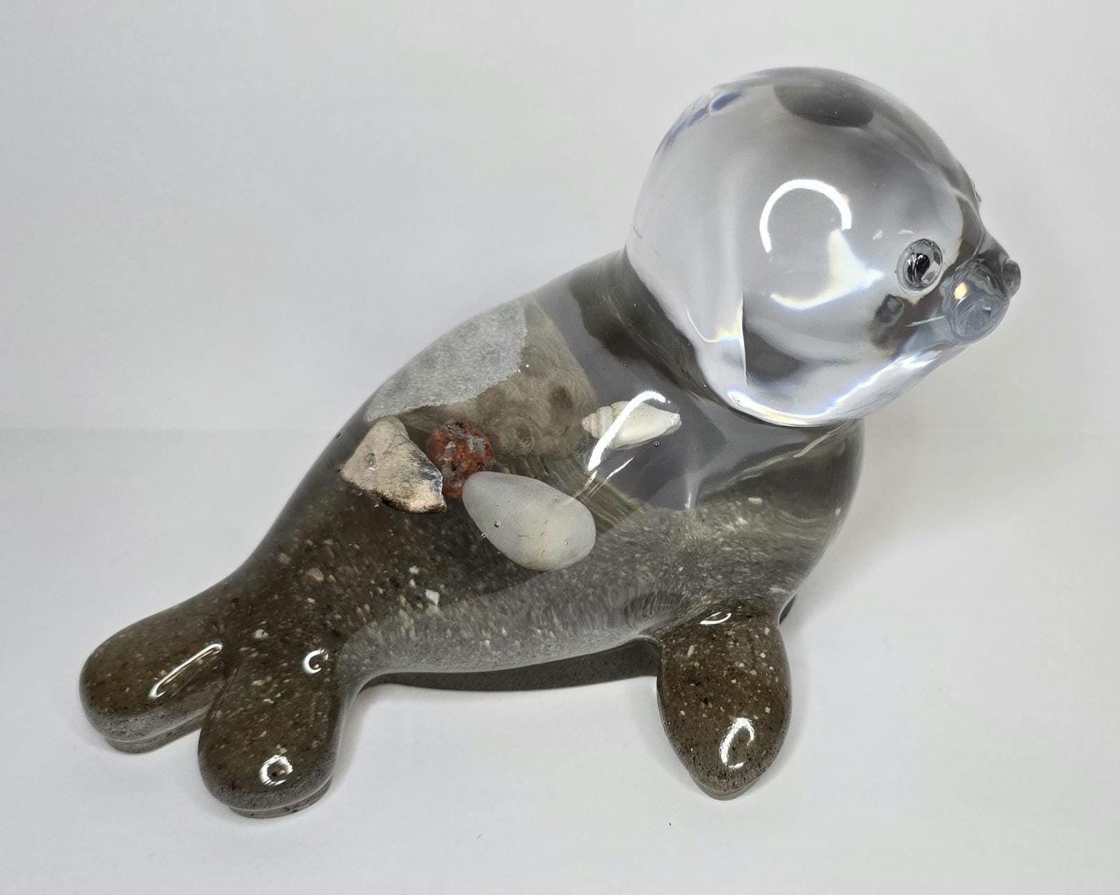Petoskey Stone Seal Figurine, Charlevoix Stone Sculpture, Great Lakes Rocks Gift, Gift for Rock Hunter, Gift for Seal Lover