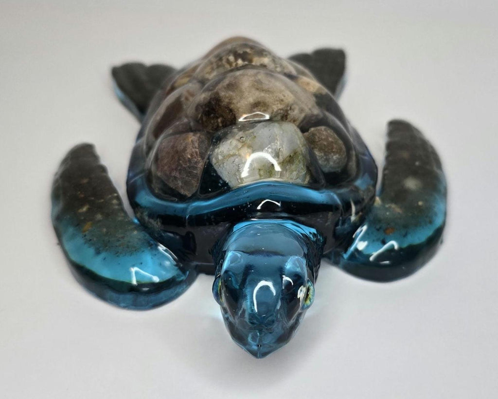 Petoskey Stone Turtle Figurine, Sea Turtle Rock Sculpture, Great Lakes Rocks Gift, Gifts for Rock Hunter, Gift for Turtle Lover