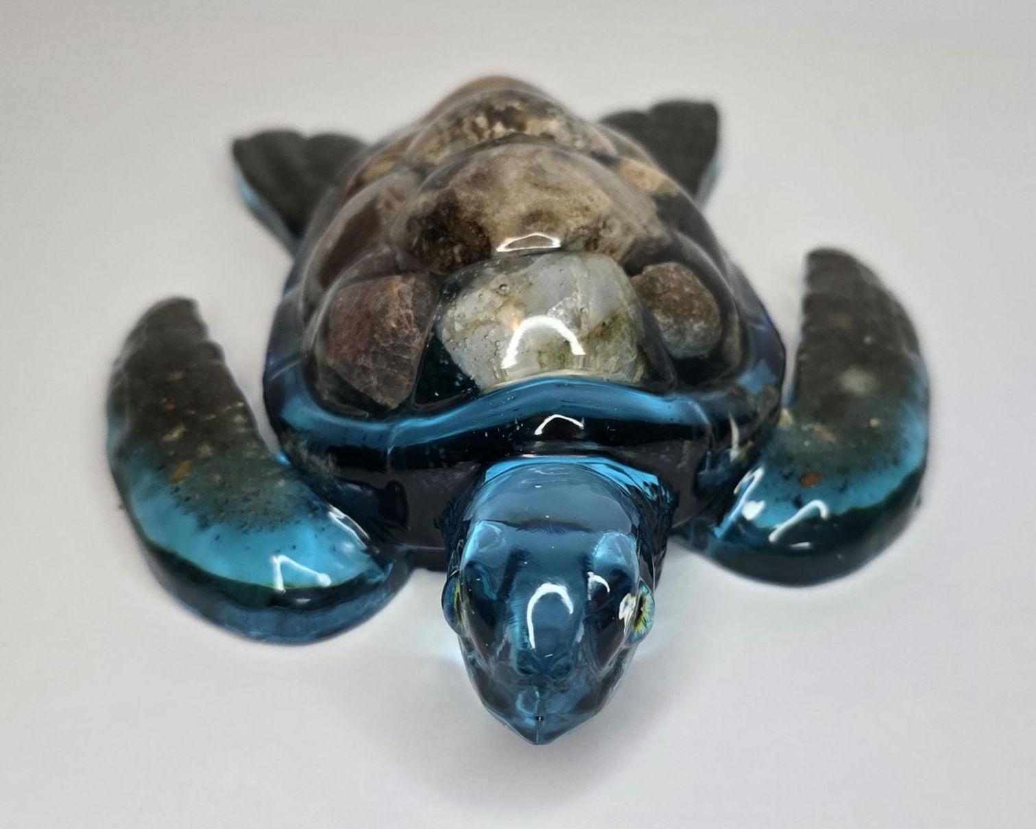 Petoskey Stone Turtle Figurine, Sea Turtle Rock Sculpture, Great Lakes Rocks Gift, Gifts for Rock Hunter, Gift for Turtle Lover