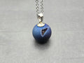 Sapphire Necklace Geode Necklace Druzy Necklace Blue Agate Diamond Crystal Gemstone Quartz Gift for Women Girlfriend Wife 18 Stainless Steel