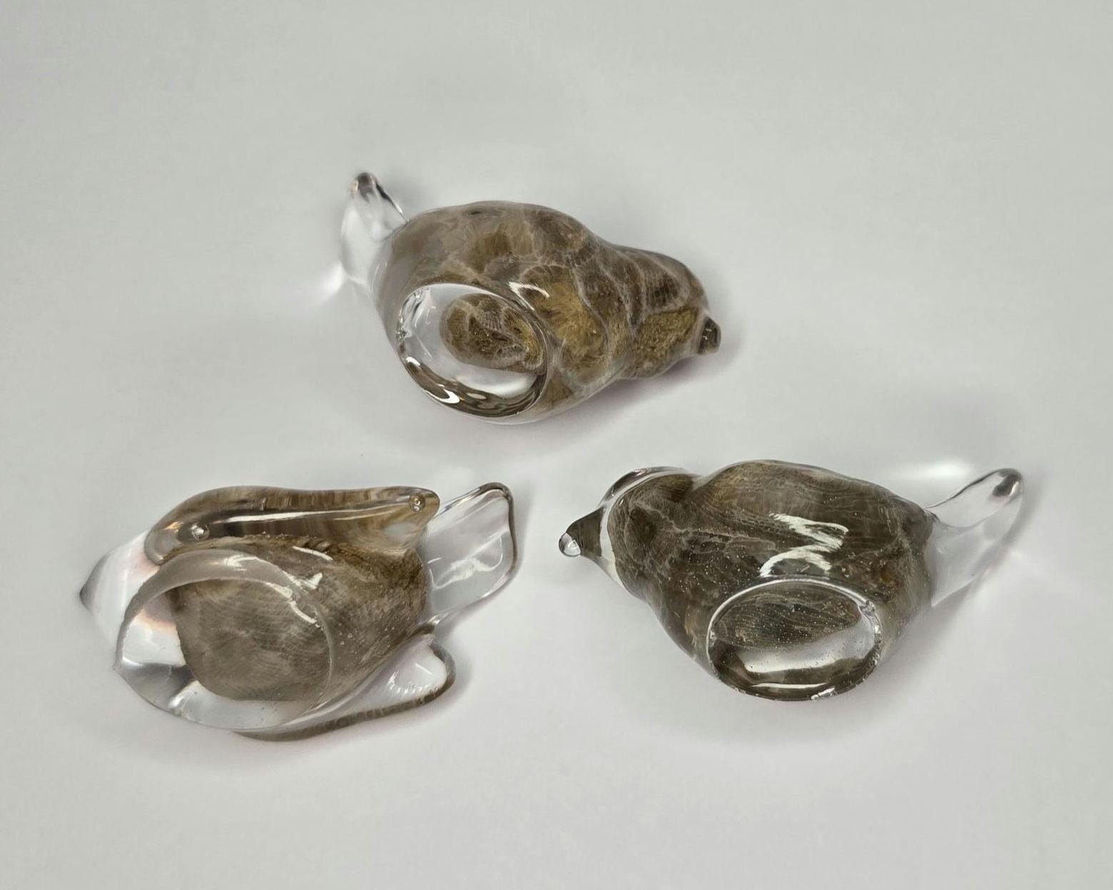 Petoskey Stone Bird Figurines, Resin Bird Sculptures, Great Lakes Rocks Gift, Gift for Rock Hunter, Gift for Bird Lover