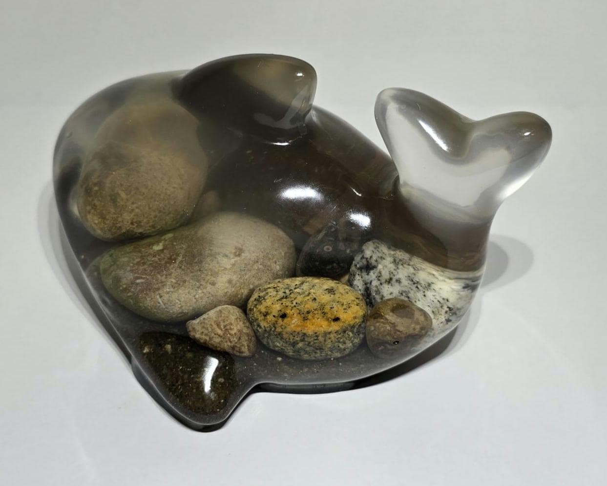 Petoskey Stone Whale Figurine, Charlevoix Stone Sculpture, Great Lakes Rocks Gift, Gift for Rock Hunter, Gift for Whale Lover