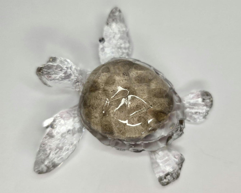 Petoskey Stone Turtle Figurine, Sea Turtle Rock Sculpture, Great Lakes Rocks Gift, Gifts for Rock Hunter, Gift for Turtle Lover