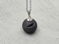 Black Geode Druzy Necklace, Gray Agate Jewelry, Diamond Crystal Gemstone, Quartz Gift for Girlfriend or Wife, 18" Stainless Steel