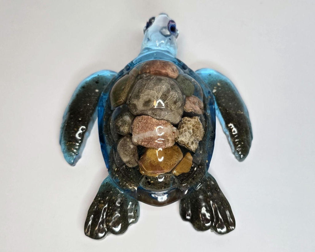 Petoskey Stone Turtle Figurine, Sea Turtle Rock Sculpture, Great Lakes Rocks Gift, Gifts for Rock Hunter, Gift for Turtle Lover