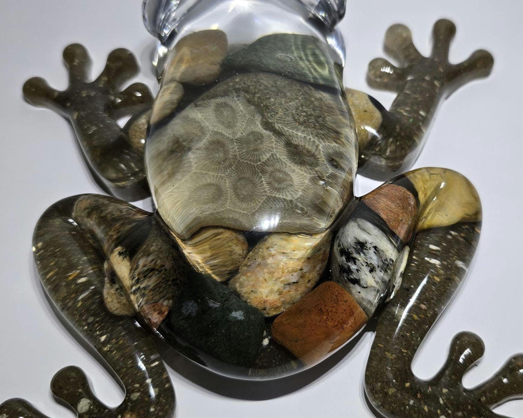 Giant Petoskey Stone Frog Figurine, Giant Resin Frog, Large Frog Decoration