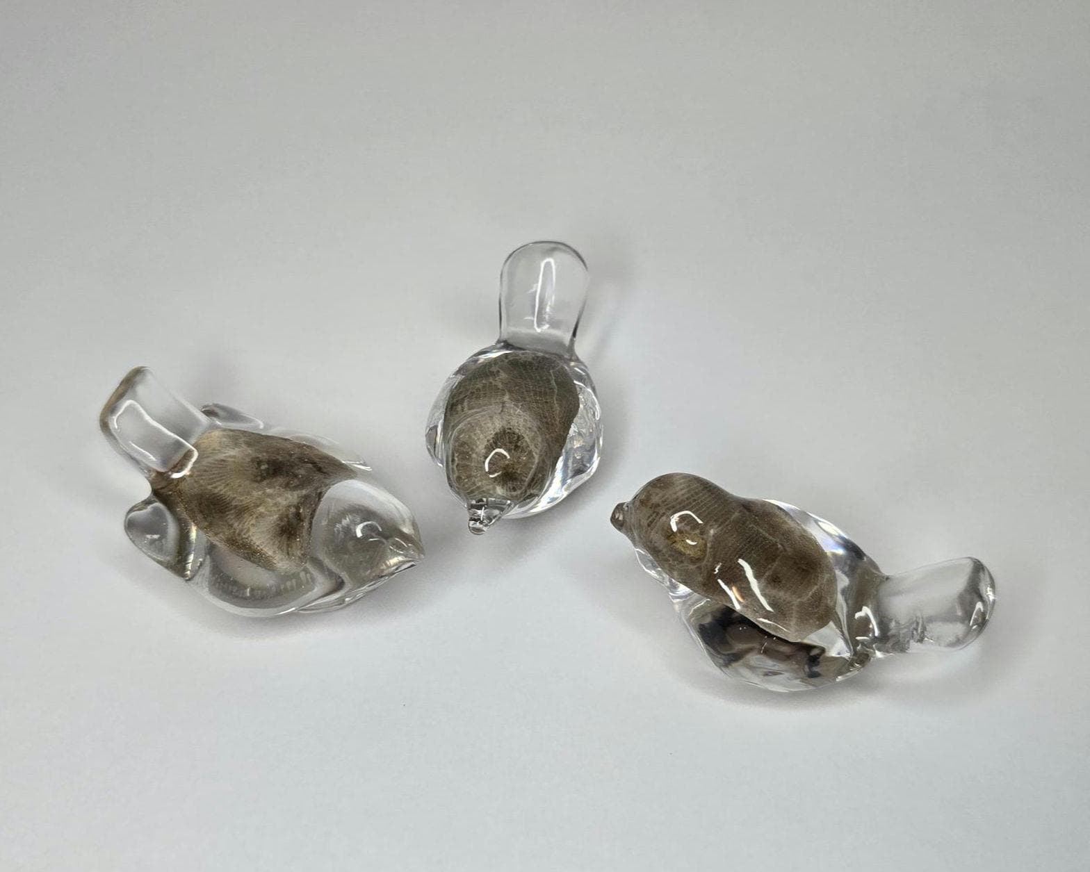 Petoskey Stone Bird Figurines, Resin Bird Sculptures, Great Lakes Rocks Gift, Gift for Rock Hunter, Gift for Bird Lover