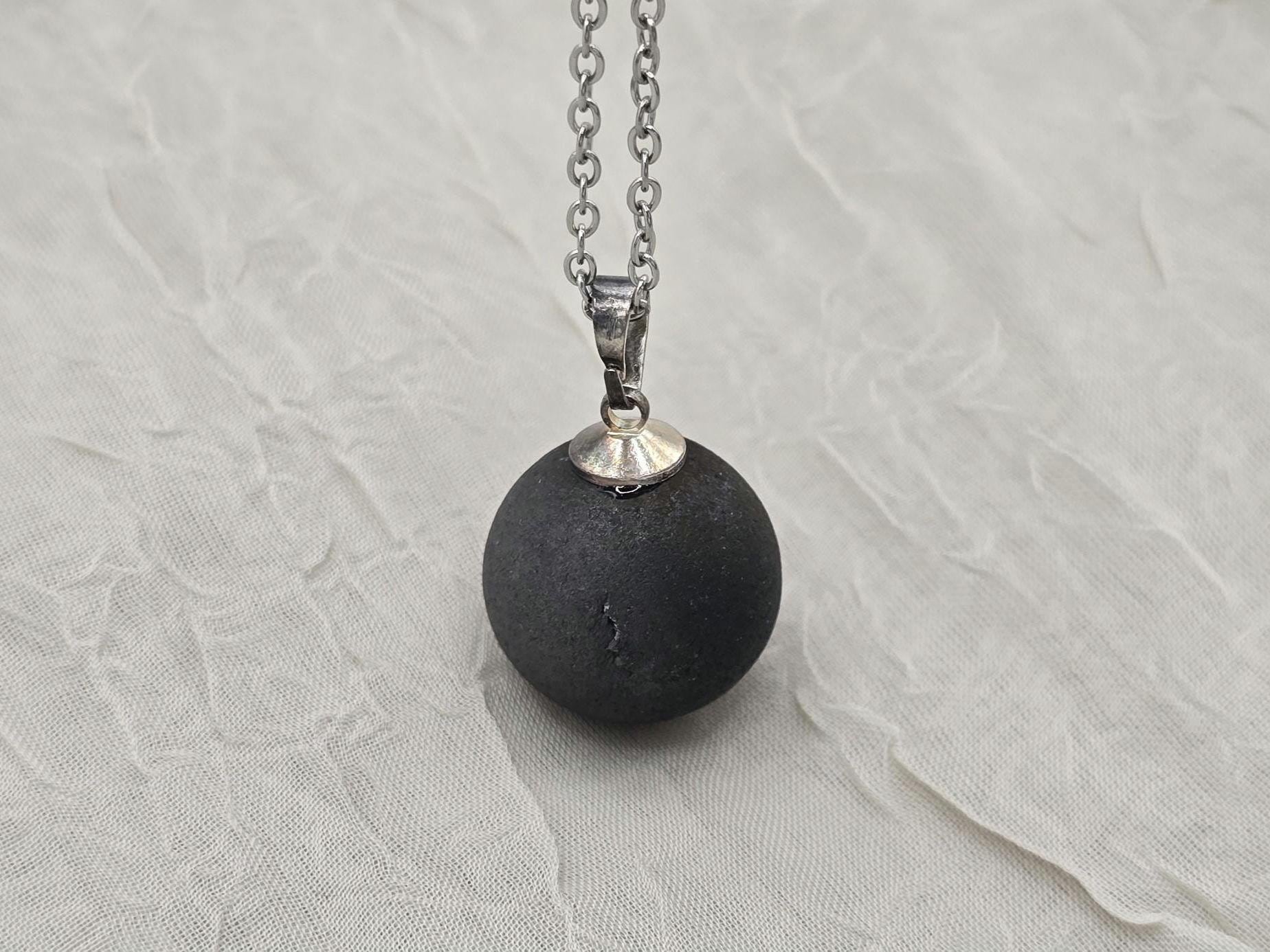 Black Druzy Geode Necklace, Gray Agate Jewelry, Black Diamond Crystal Quartz, Gift for Girlfriend or Wife, Stainless Steel