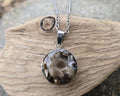 Petoskey Stone Circle Charm Necklace with Rocks from the Great Lakes