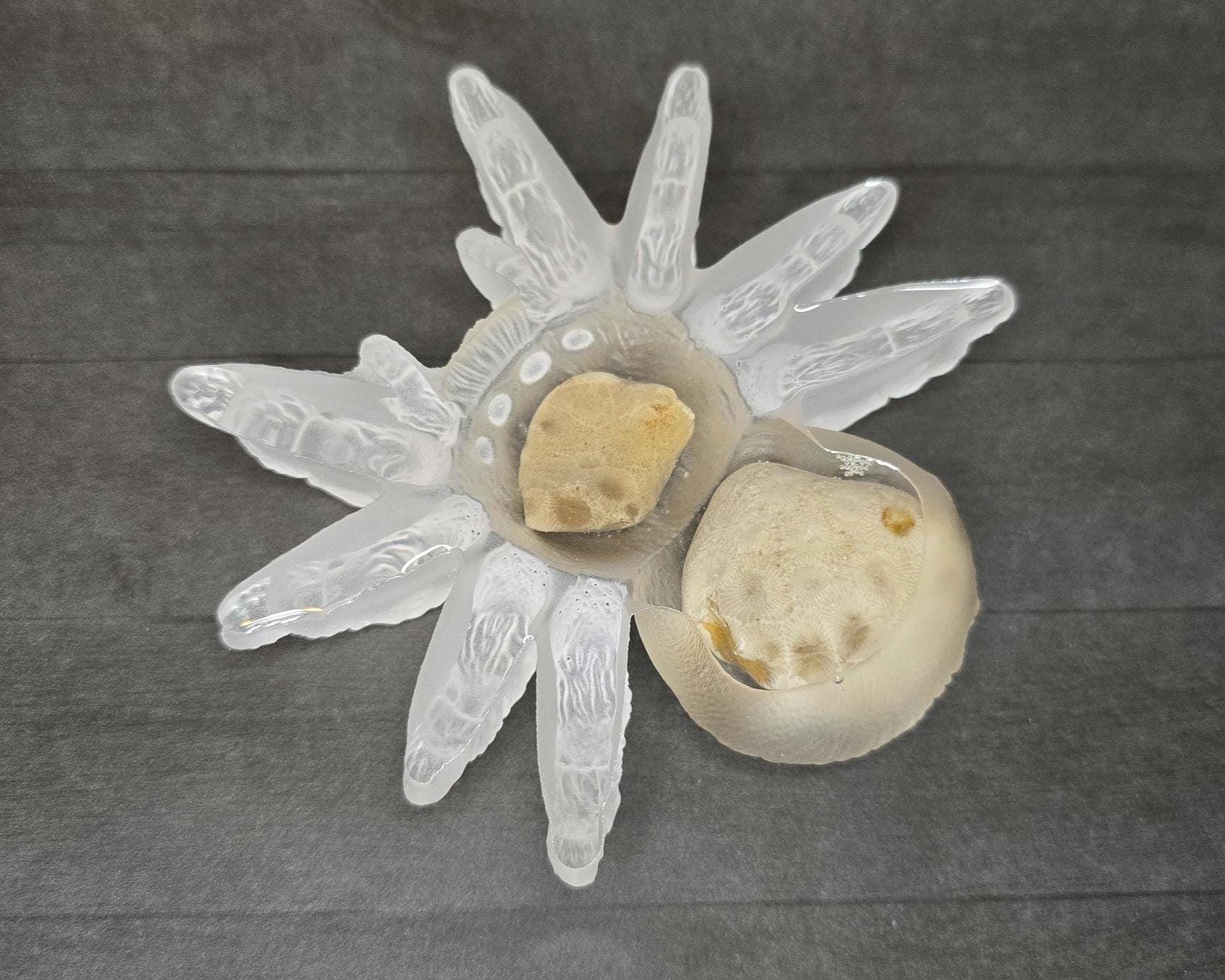 Petoskey Stone Spider Figurine, Tarantula Spider Sculpture, Great Lakes Rocks Gift, Gifts for Rock Hunter, Gift for Spider Lover