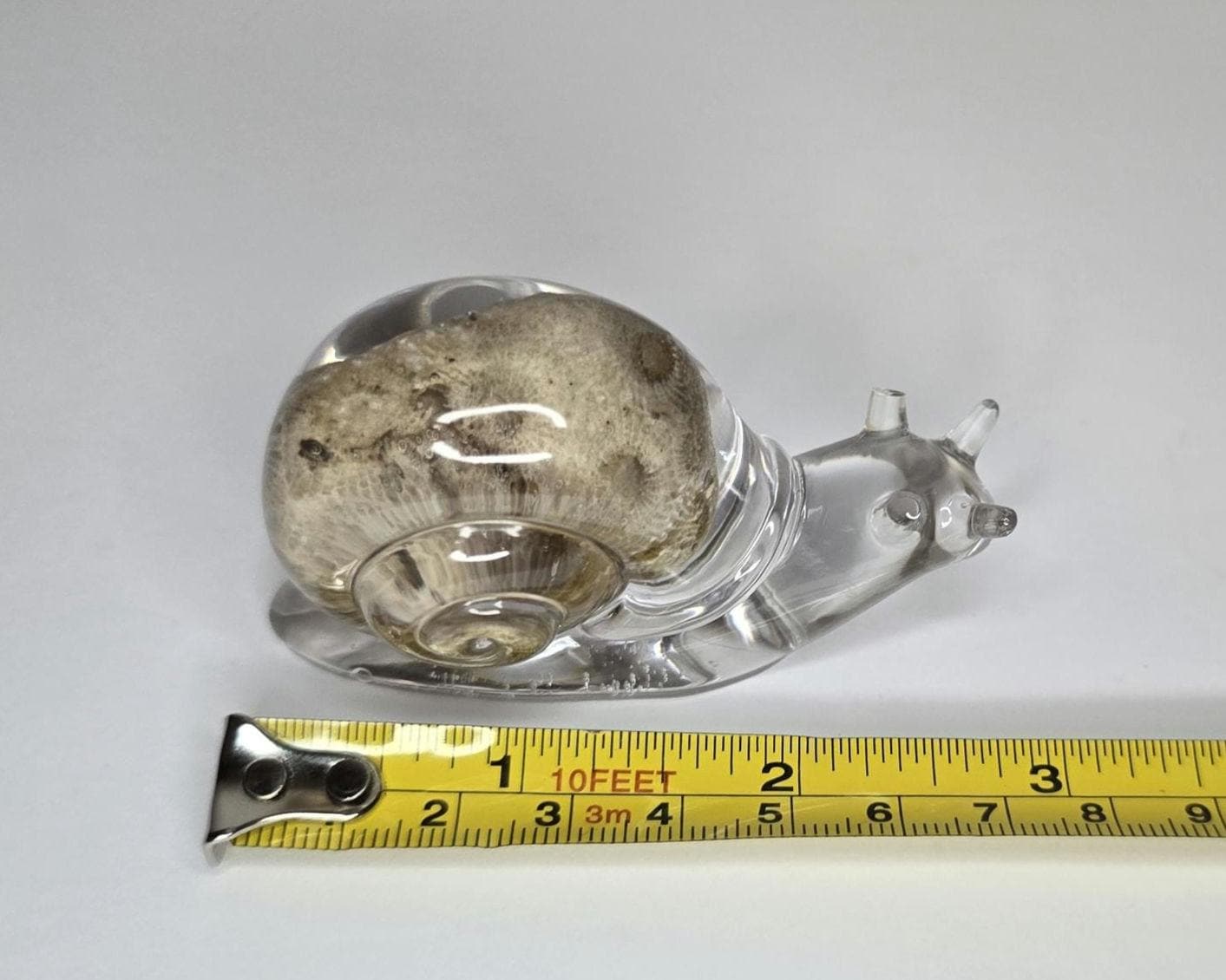 Petoskey Stone Snail Figurine, Resin Snail Sculpture, Great Lakes Rocks Gift, Gift for Rock Hunters, Gift for Anail Lover