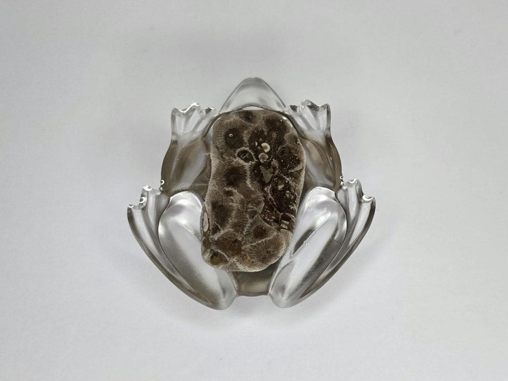 Petoskey Stone Frog Figurine, Resin Frog Sculpture, Great Lakes Rocks Gift, Gift for Rock Hunter, Gift for Frog Lovers