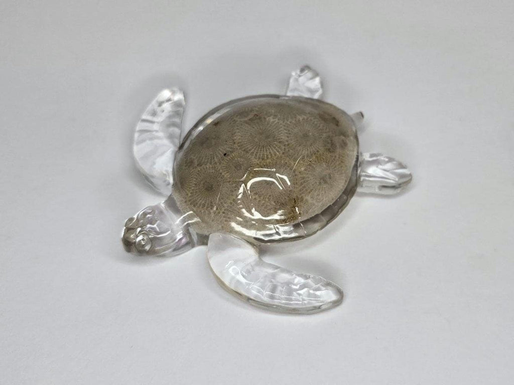 Petoskey Stone Turtle Figurine, Sea Turtle Rock Sculpture, Great Lakes Rocks Gift, Gifts for Rock Hunter, Gift for Turtle Lover
