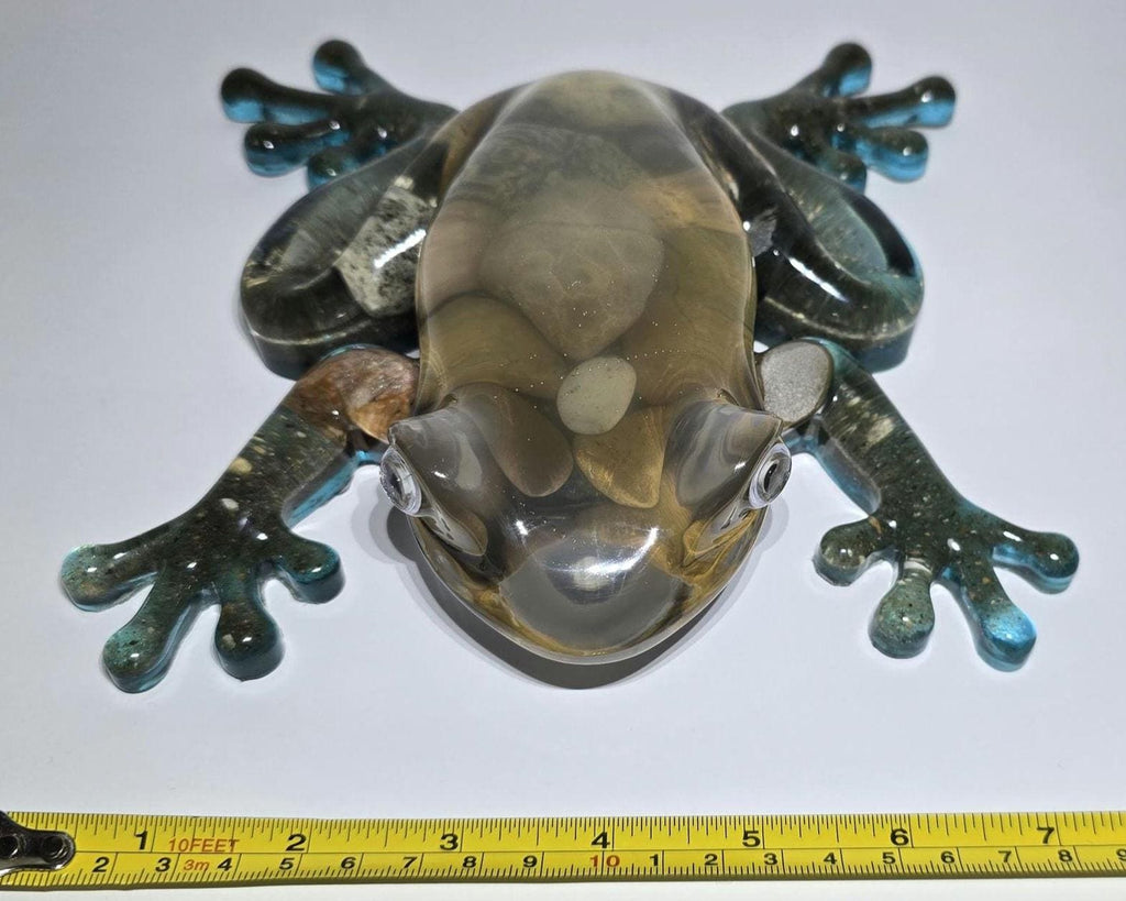 Huge Petoskey Stone Frog Figurine, Giant Resin Frog, Large Great Lakes Rocks Gift