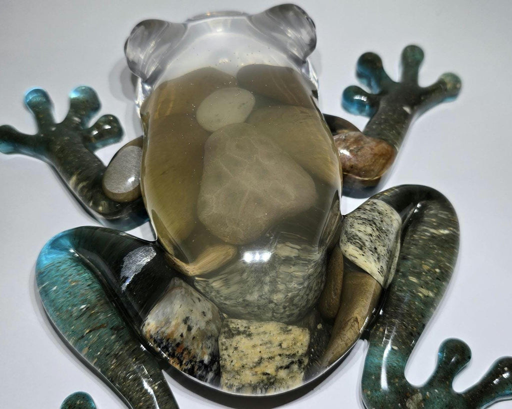 Huge Petoskey Stone Frog Figurine, Giant Resin Frog, Large Great Lakes Rocks Gift