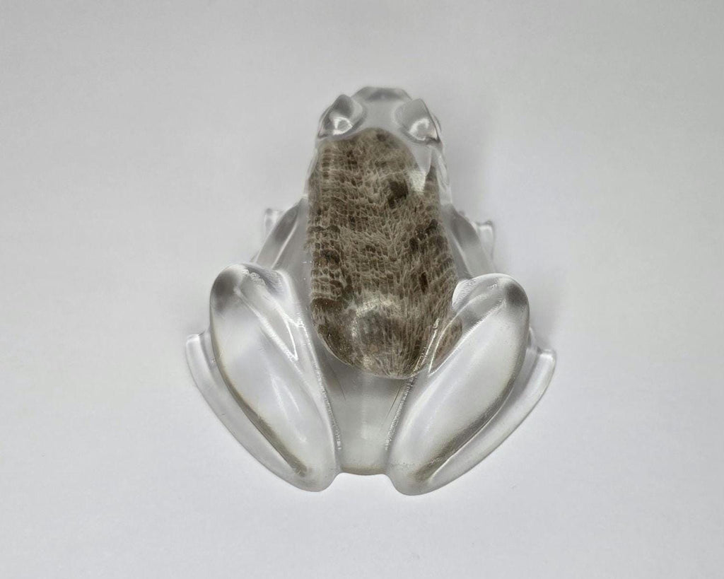 Petoskey Stone Frog Figurine, Resin Frog Sculpture, Great Lakes Rocks Gift, Gift for Rock Hunter, Gift for Frog Lovers