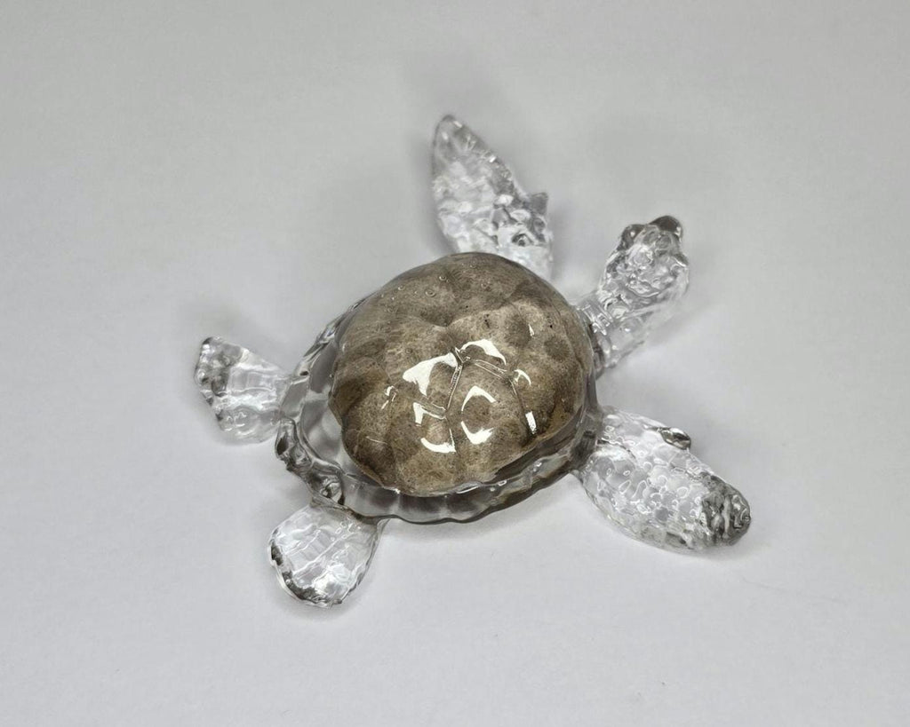 Petoskey Stone Turtle Figurine, Sea Turtle Rock Sculpture, Great Lakes Rocks Gift, Gifts for Rock Hunter, Gift for Turtle Lover