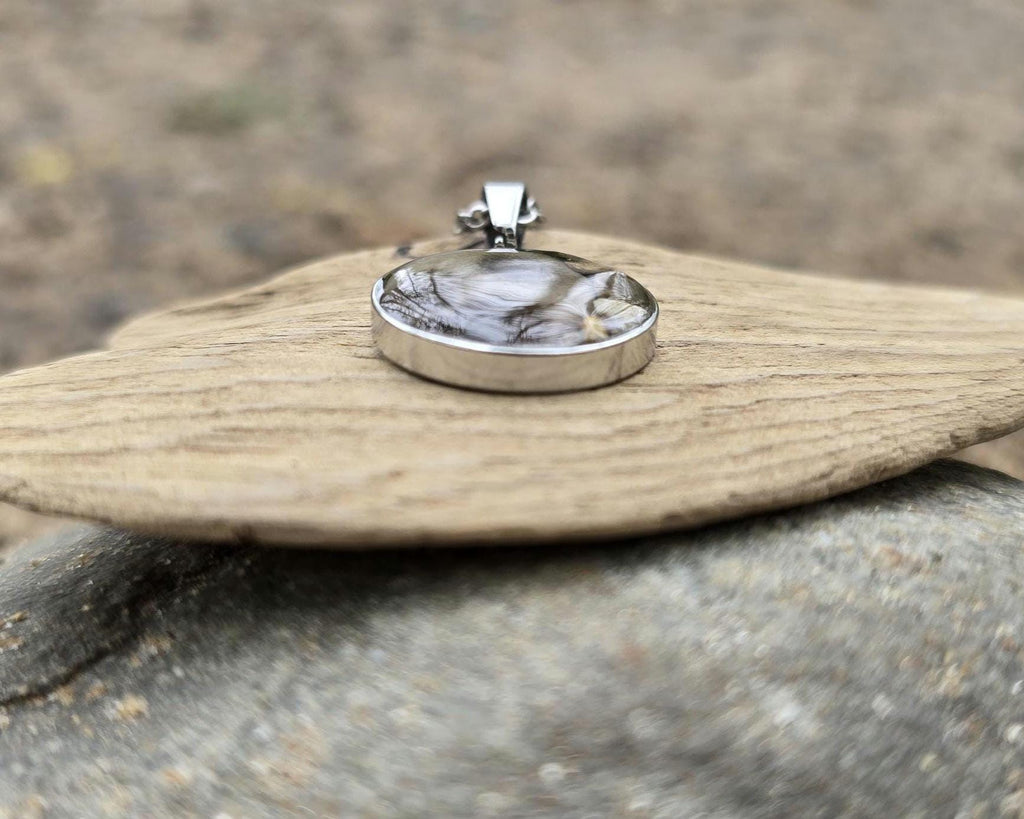 Petoskey Stone Necklace, Great Lakes Rocks, Gift for Rockhunter, Stainless Steel