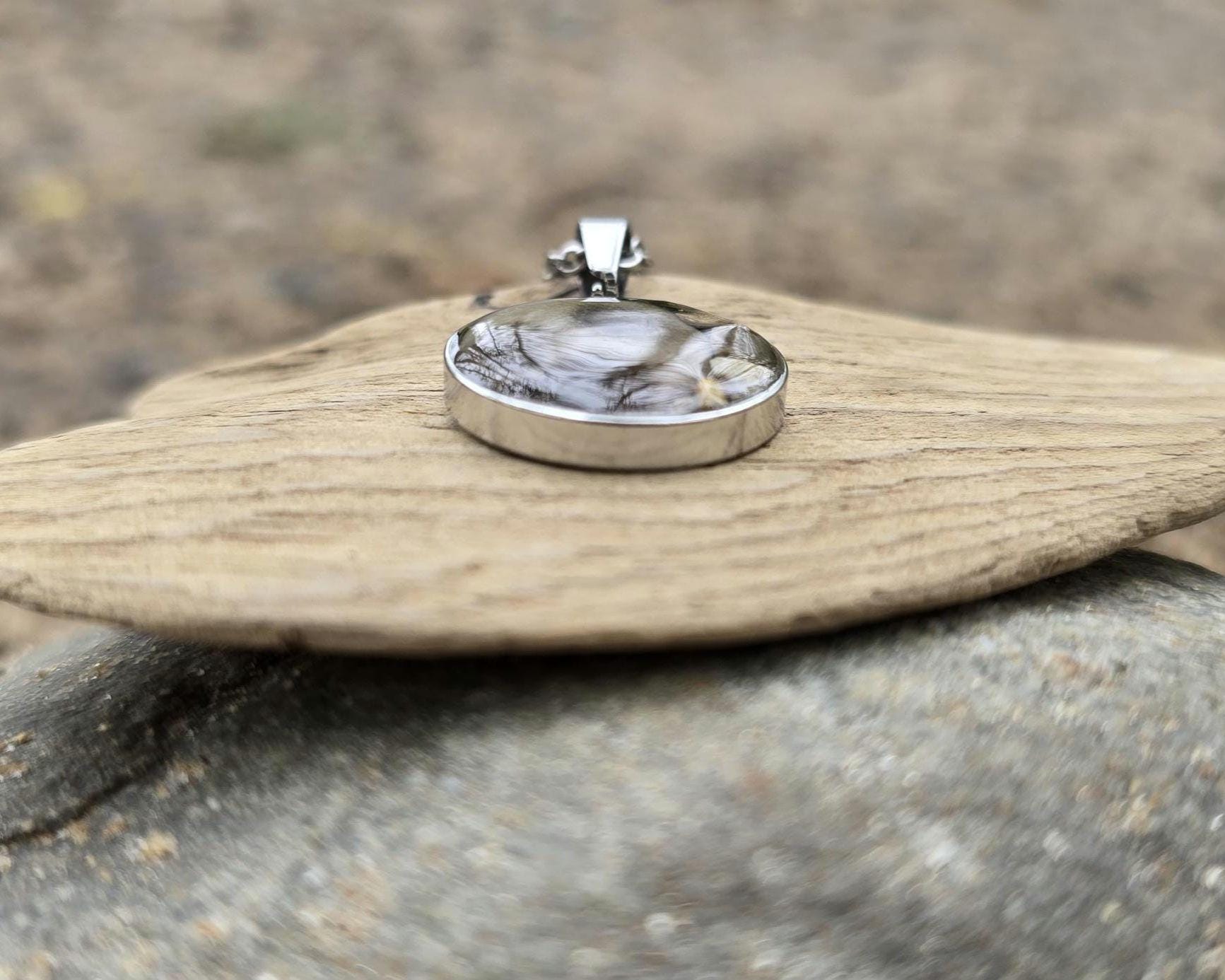 Petoskey Stone Necklace, Great Lakes Rocks, Gift for Rockhunter, Stainless Steel