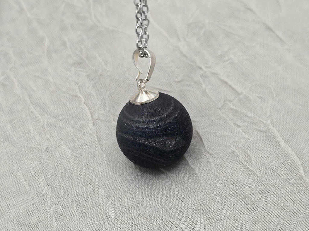 Black Geode Druzy Necklace, Gray Agate Quartz, Diamond Crystal Gemstone, Gift for Girlfriend or Wife, Stainless Steel