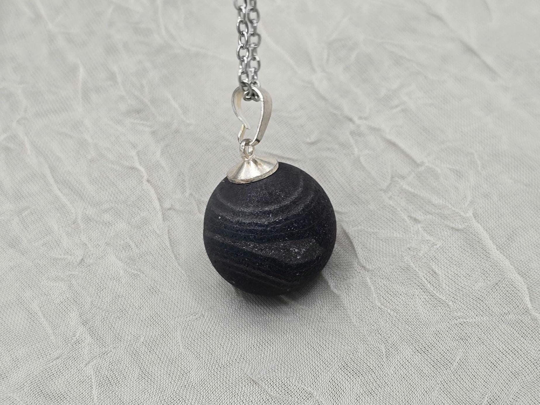 Black Geode Druzy Necklace, Gray Agate Quartz, Diamond Crystal Gemstone, Gift for Girlfriend or Wife, Stainless Steel
