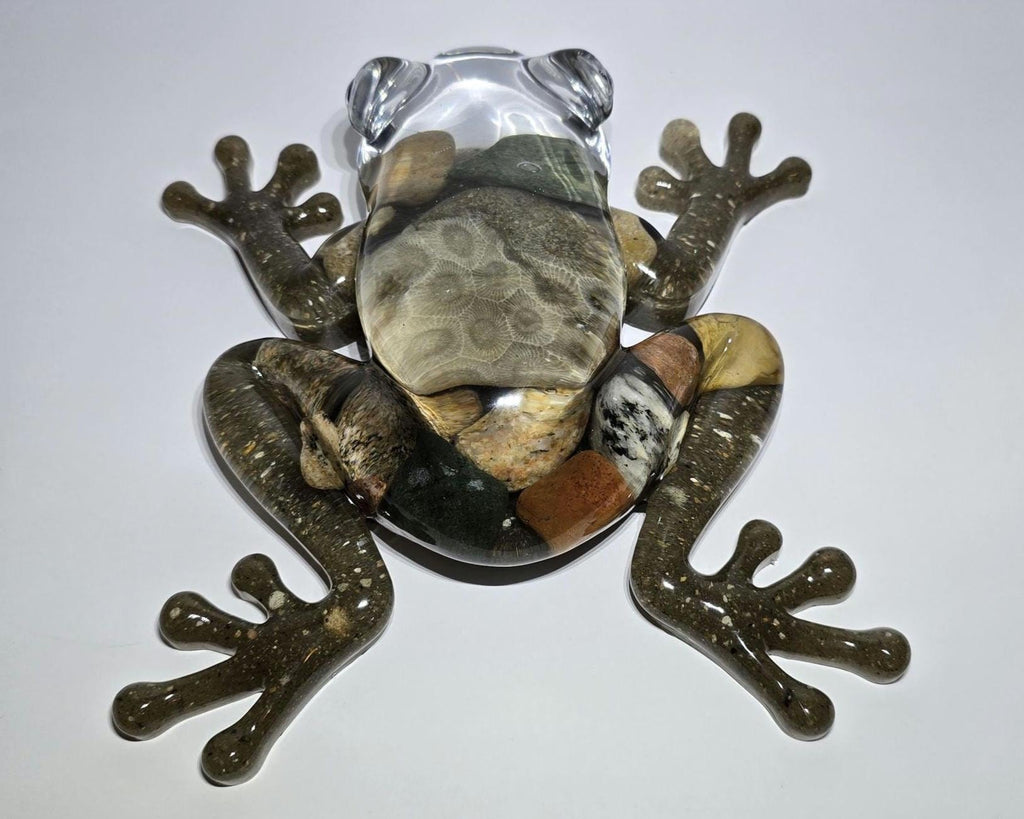 Giant Petoskey Stone Frog Figurine, Giant Resin Frog, Large Frog Decoration