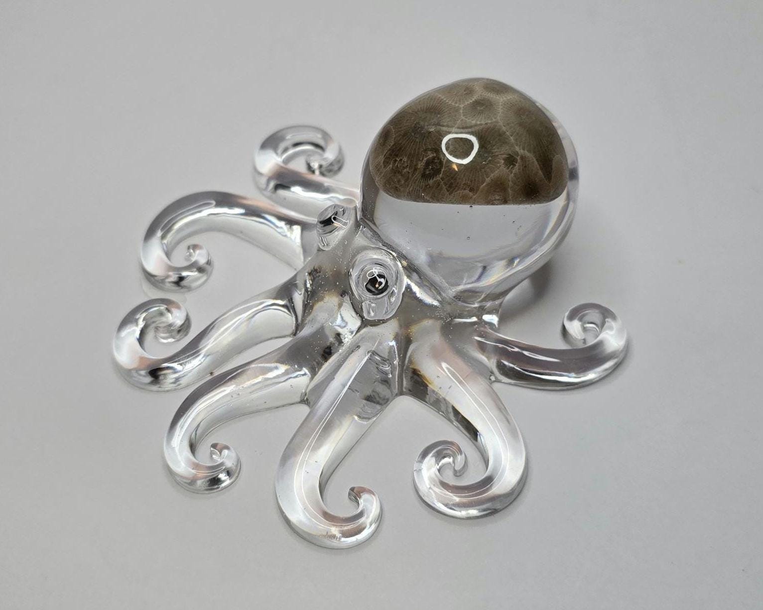 Petoskey Stone Octopus Figurine, Octopus Rock Sculpture, Great Lakes Rocks Gift, Gifts for Rock Hunter, Gift for Octopus Lover