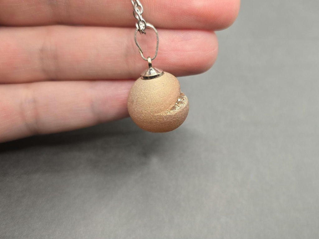 Pearl Pink Geode Necklace Druzy Necklace Agate Diamond Crystal Natural Gemstone Quartz Gift for Women Girlfriend Wife Inspiration Matte Tan