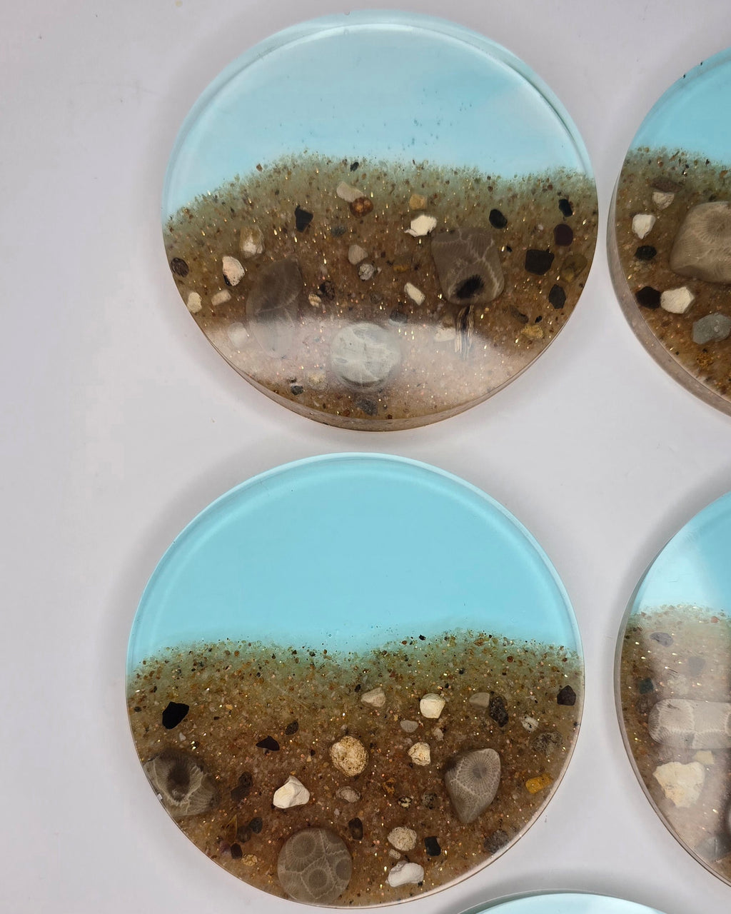 Michigan rock collection coaster set with Petoskey stones