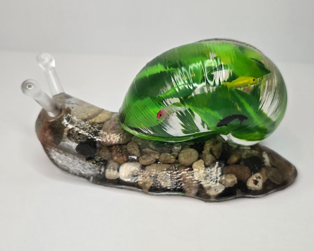 Large fish aquarium SNAIL with Michigan rocks & Petoskey stone