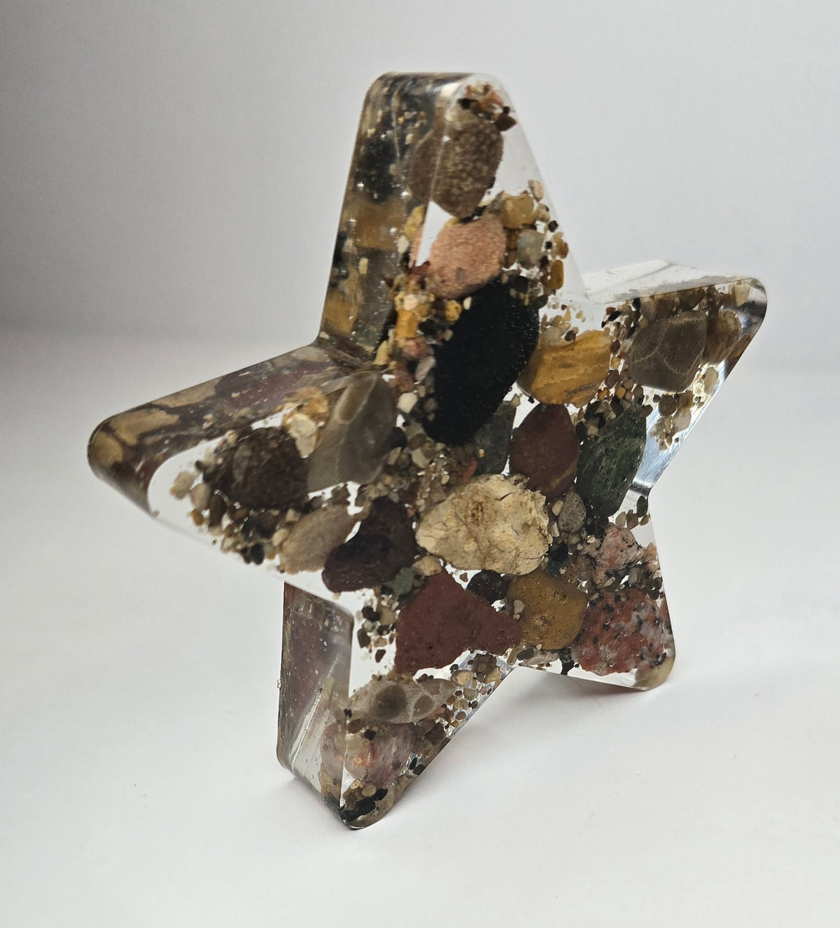 Large rock collection star with Petoskey stone
