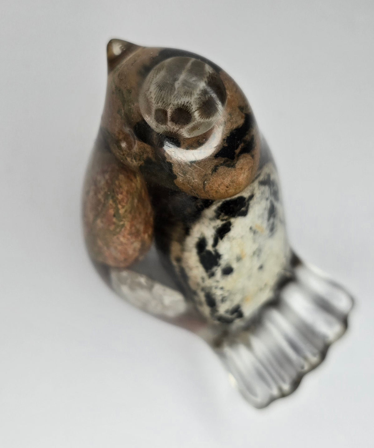 Petoskey Stone bird with Michigan rocks