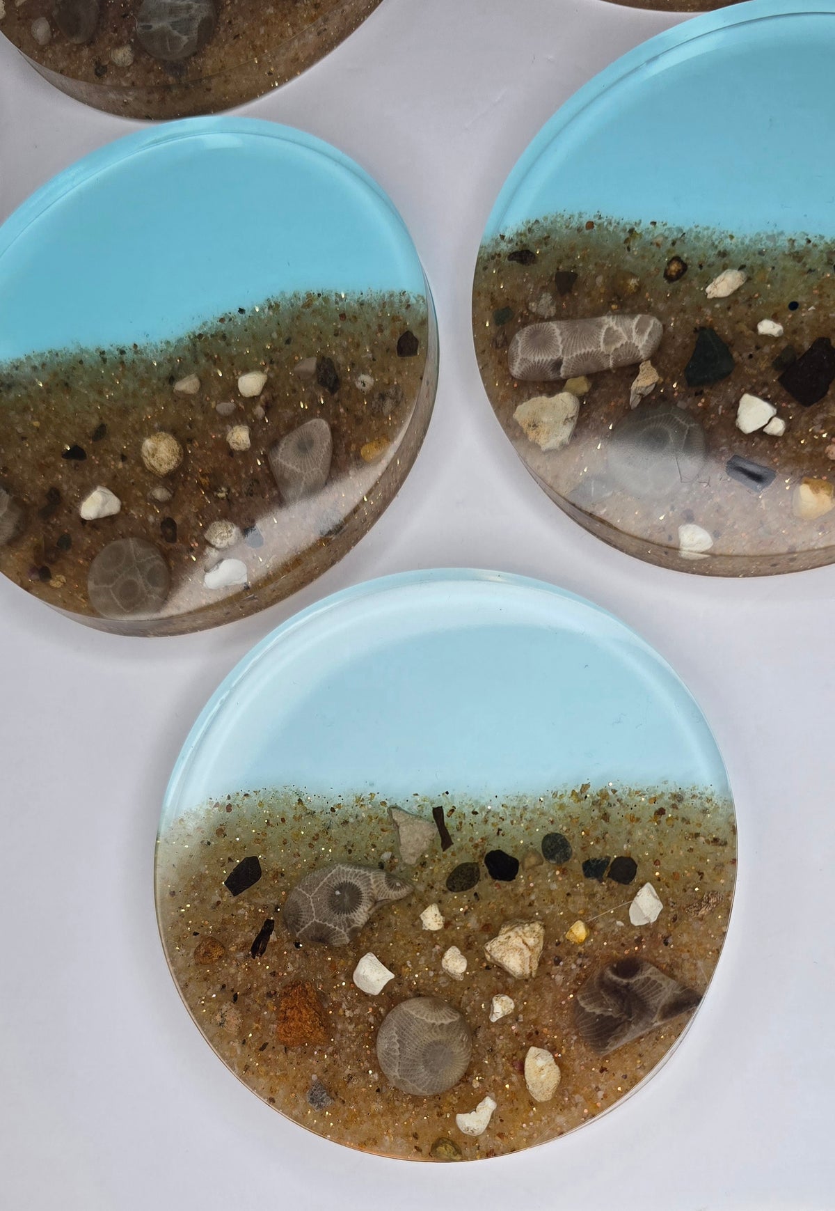 Michigan rock collection coaster set with Petoskey stones