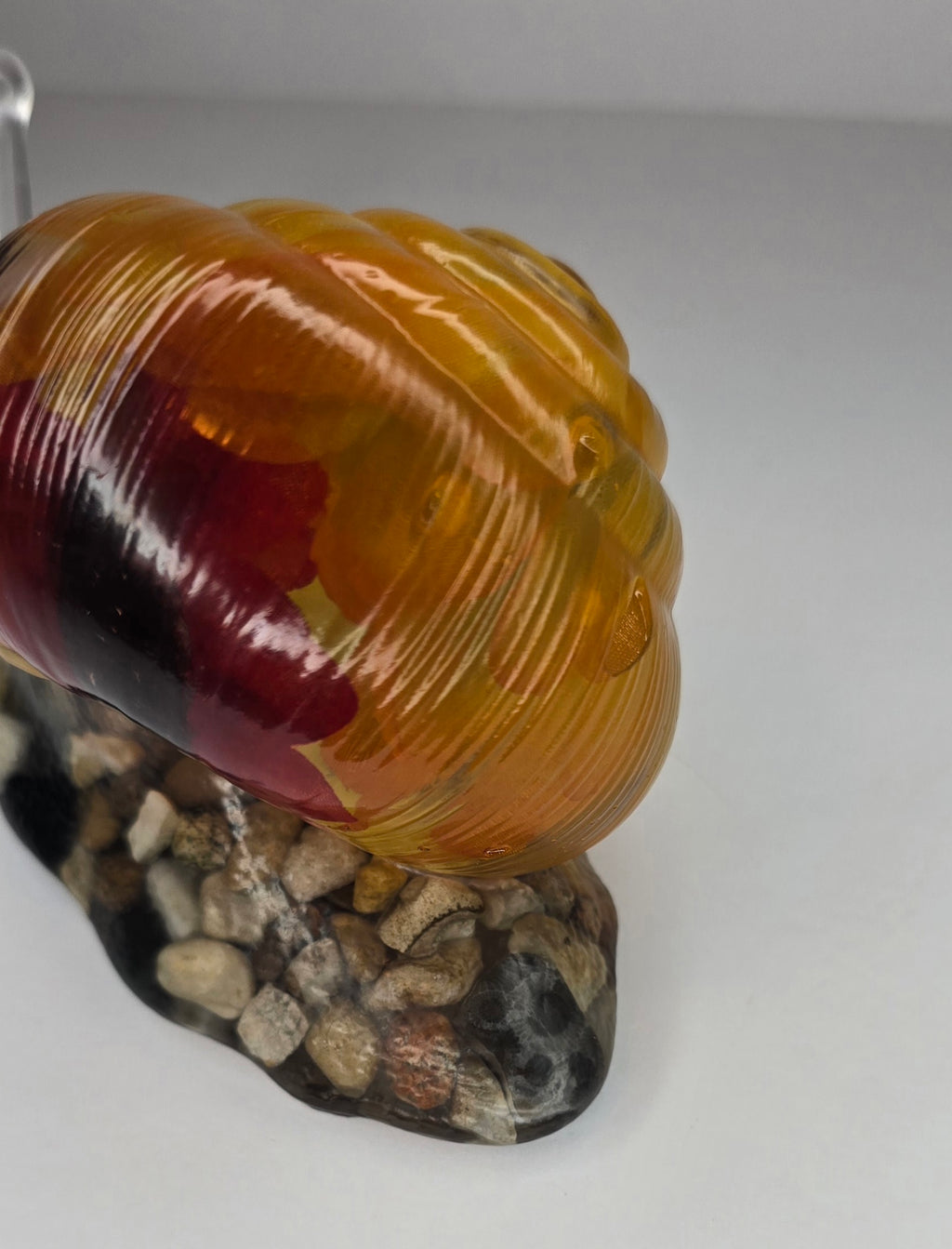Large flower bouquet SNAIL with petoskey stone & Michigan rocks