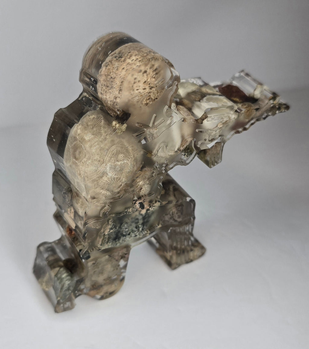 Army Veteran Soldier Figurine with Michigan rocks and Petoskey stone