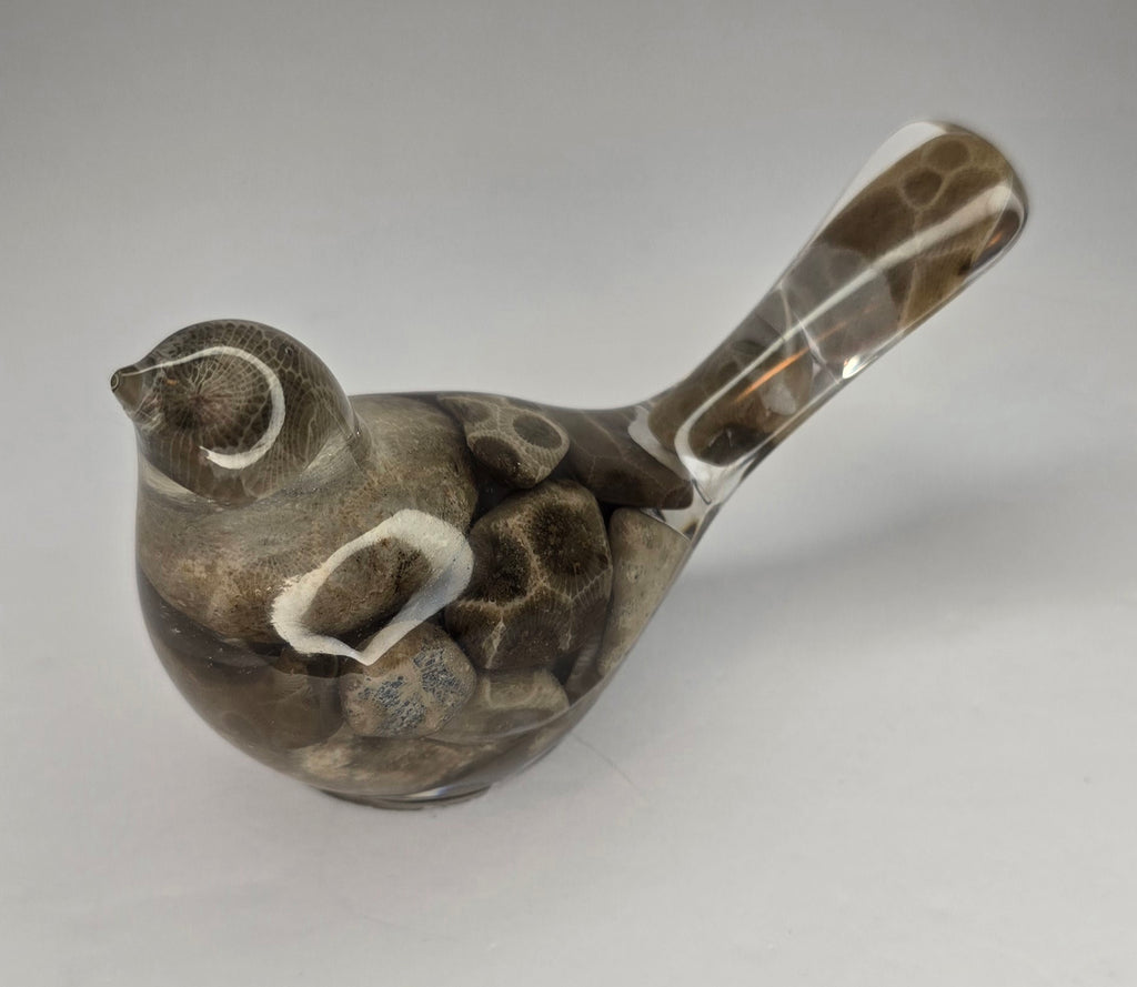 Petoskey stone bird w/ flaw