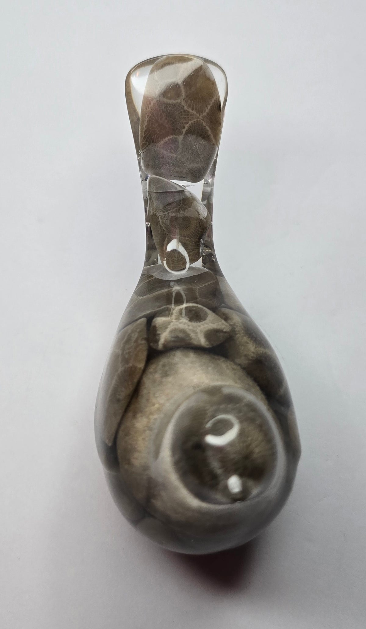 Petoskey stone bird w/ flaw