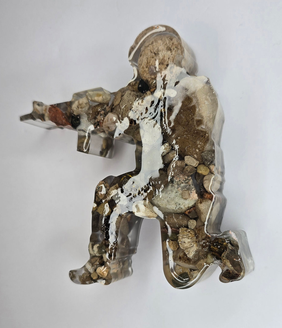 Army Veteran Soldier Figurine with Michigan rocks and Petoskey stone