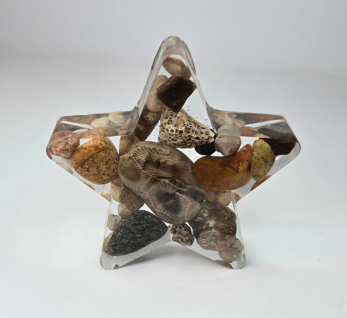 Medium star with Petoskey stone & Michigan rocks